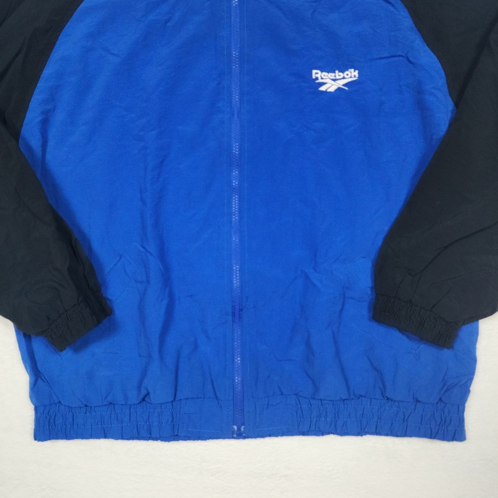 Vintage Reebok Windbreaker Jacket Mens Large Blue Nylon Full Zip 90s Logo - Picture 4 of 9